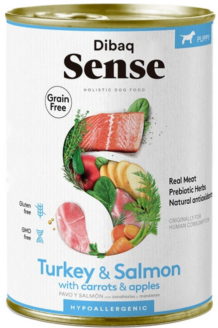 디바크 센스 강아지 그레인프리 퍼피 캔 터키 앤 살몬, 칠면조, 380g, 1개