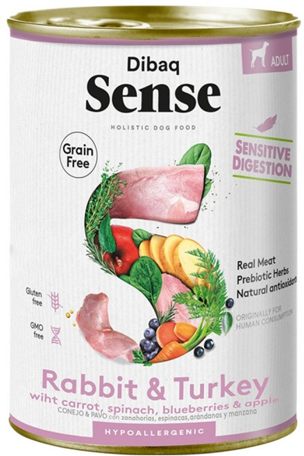 디바크 센스 강아지 그레인프리 하이포알러제닉 주식캔 어덜트 래빗, 토끼, 380g, 1개