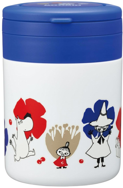 Skater 折疊手柄不鏽鋼保溫罐 MOOMIN 300ml, 藍色 + 白色, 1個