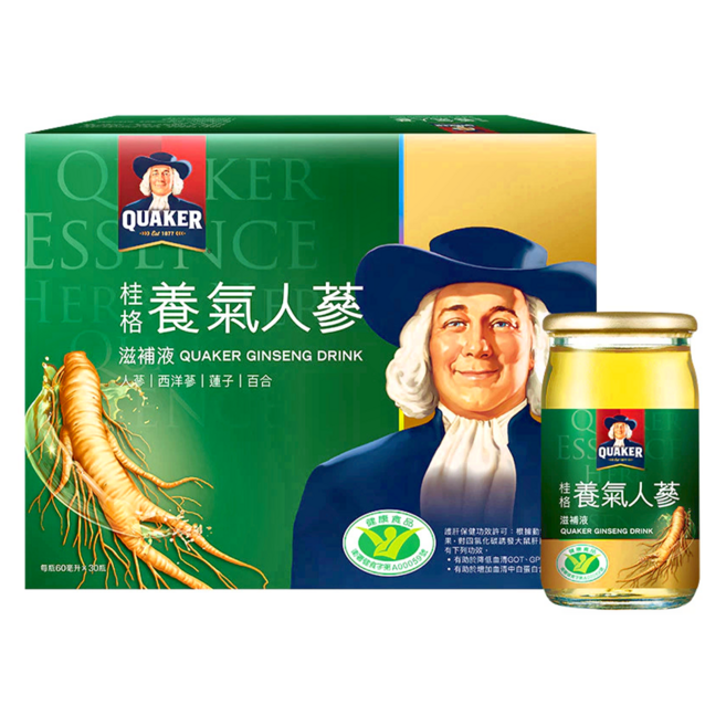 QUAKER 桂格 養氣人蔘滋補液禮盒 30個裝, 1套, 1800ml