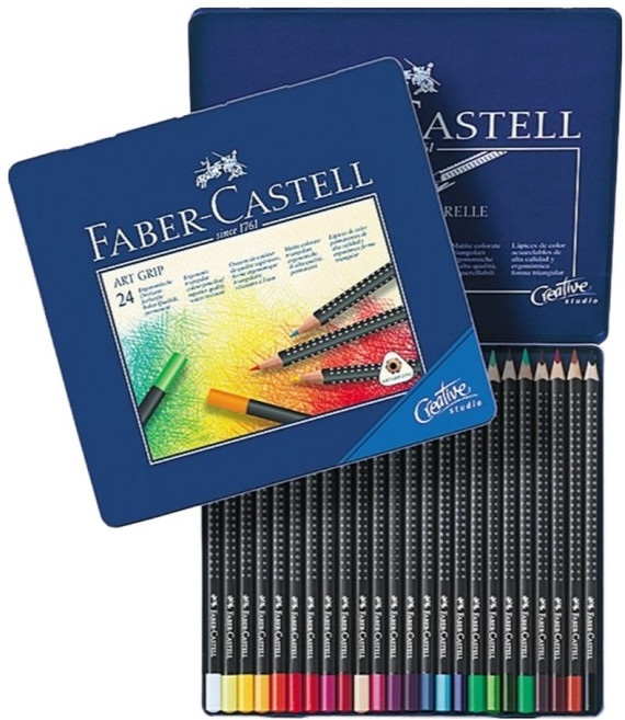 FABER-CASTELL 輝柏 Artgrip 一般色鉛筆鐵盒24色組, 1套, 24色