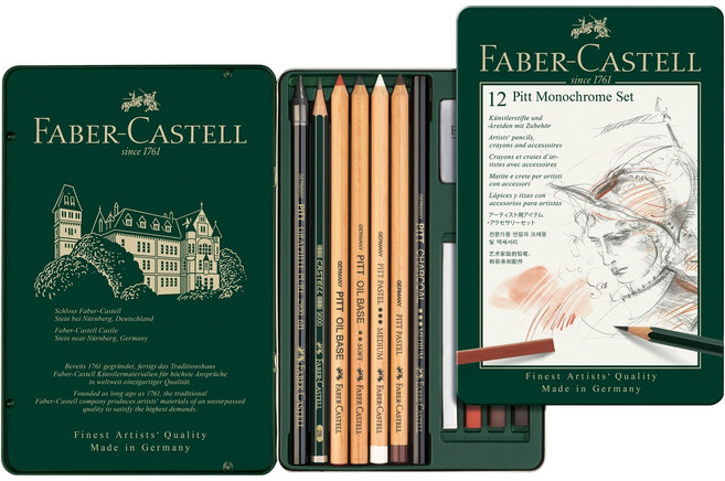 FABER-CASTELL 輝柏 PITT 單色鐵盒彩色鉛筆, 1個, 12個