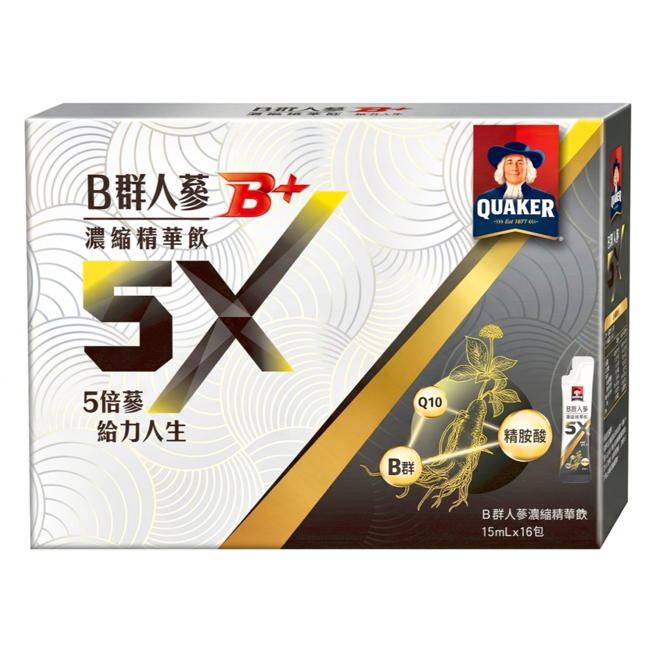 QUAKER 桂格 5X B群人蔘濃縮精華飲禮盒 16個裝, 1套, 240ml