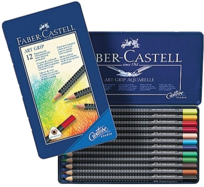 FABER-CASTELL 輝柏 ArtGrip 一般色鉛筆鐵盒12件組, 1套, 12色