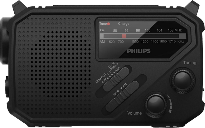 PHILIPS 飛利浦 防災手搖式收音機, 黑色, TAR1609