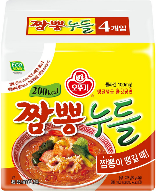 오뚜기 짬뽕누들 57g, 4개
