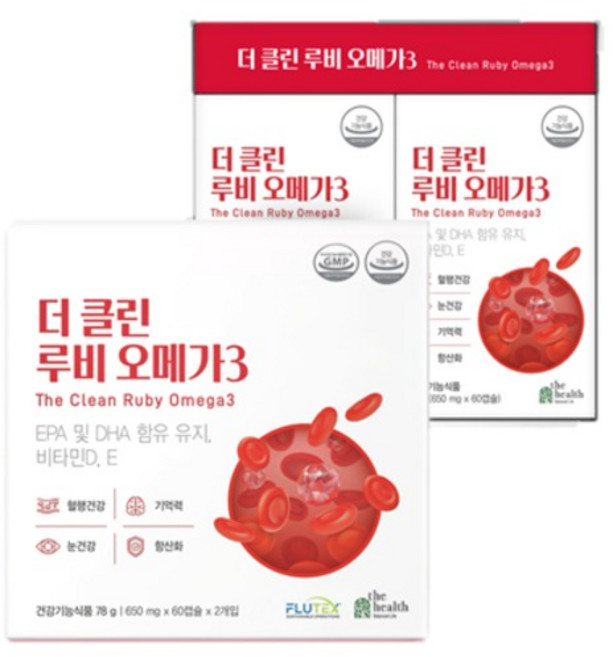 더헬스 더 클린 루비 오메가3 78g, 1개, 120캡슐