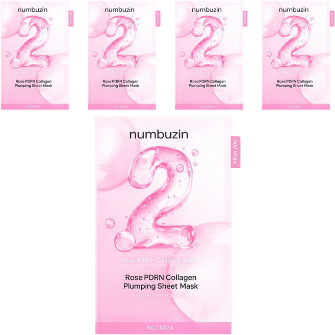 Numbuzin 台灣公司貨 No.2 65%膠原蛋白水潤Q彈面膜, 1組, 5入