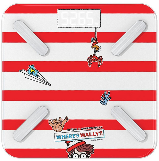 Atflee 智慧LED體脂計 Where's Wally? 威利在哪裡聯名款 T8, 紅白條紋, 1個, FAFSCT8-006