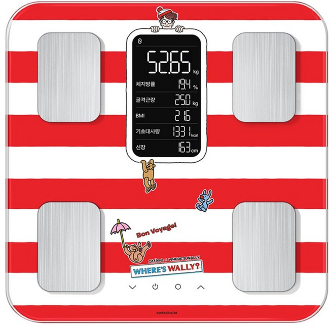 atflee 智慧LED體脂計 Where's Wally? 威利在哪裡聯名款 TX, 紅白條紋, 1個, FAFSCTX-005