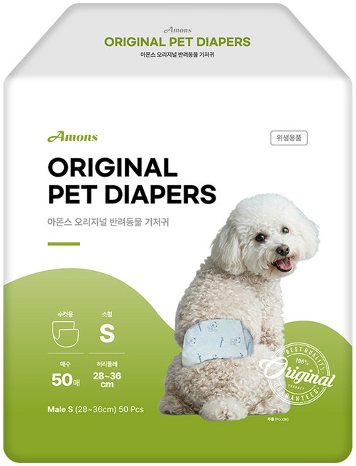 Amons 狗狗原創公狗用尿布, 小型, 1個, 50入