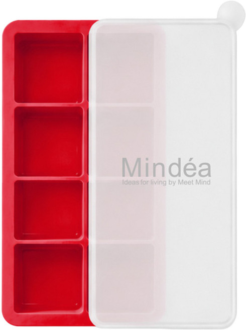 Mindea 食品用矽膠方形製冰格, 紅色, 1個