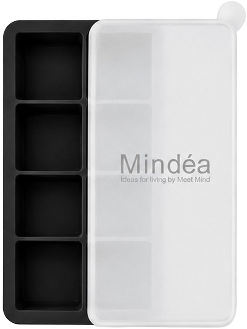 Mindea 食品用矽膠方形製冰格, 黑色, 1個