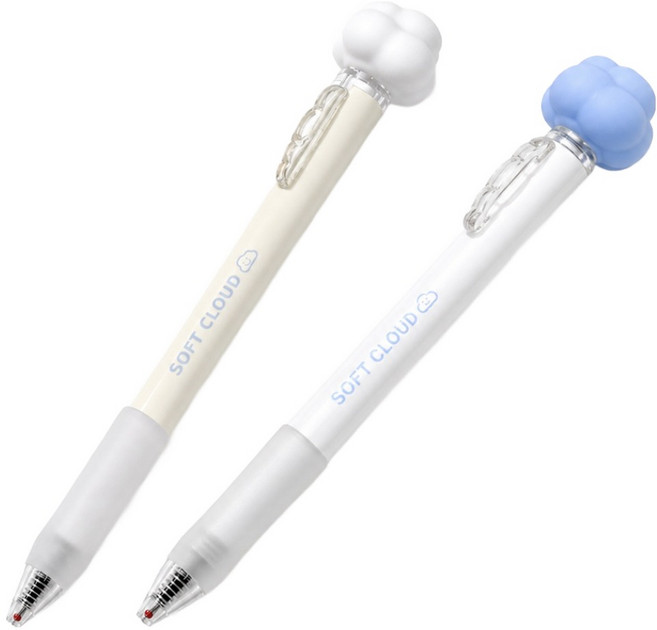 리드홈 부드럽게 써지는 구름 말랑이 블랙 젤펜 0.5mm 2종 세트, 화이트, 블루, 1세트