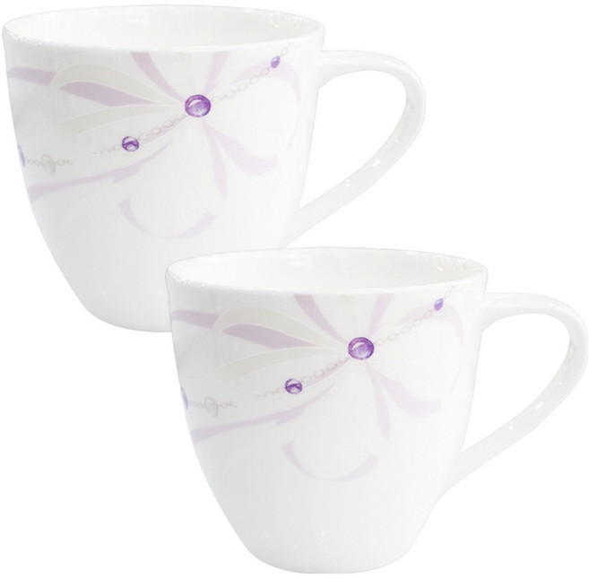 HANKOOK CHINAWARE 骨瓷珍珠馬克杯, 白色, 2個