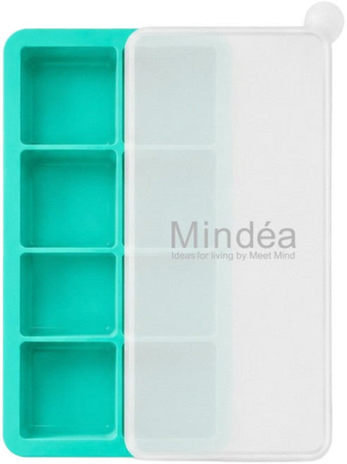 Mindea 食品用矽膠方形製冰格, 薄荷綠, 1個