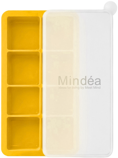 Mindea 食品用矽膠方形製冰格, 黃色, 1個
