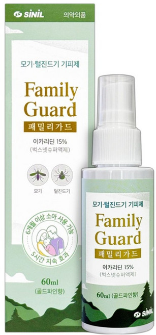 신일제약 패밀리가드 이카리딘 15% 모기기피제, 1개, 60ml