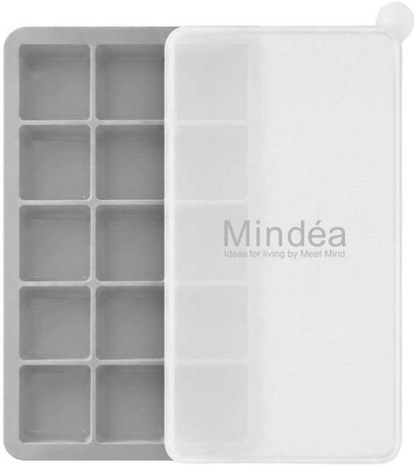 Mindea 食品用矽膠方形製冰格 十五格款, 灰色, 1個