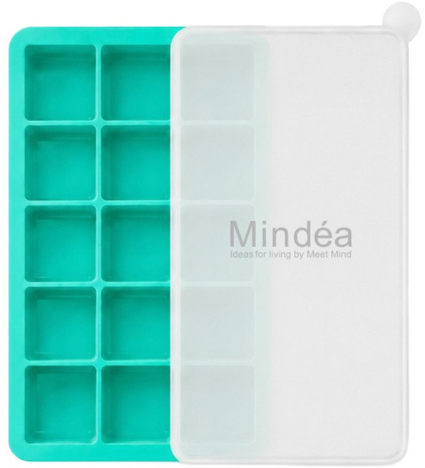 Mindea 食品用矽膠方形製冰格 十五格款, 薄荷綠, 1個