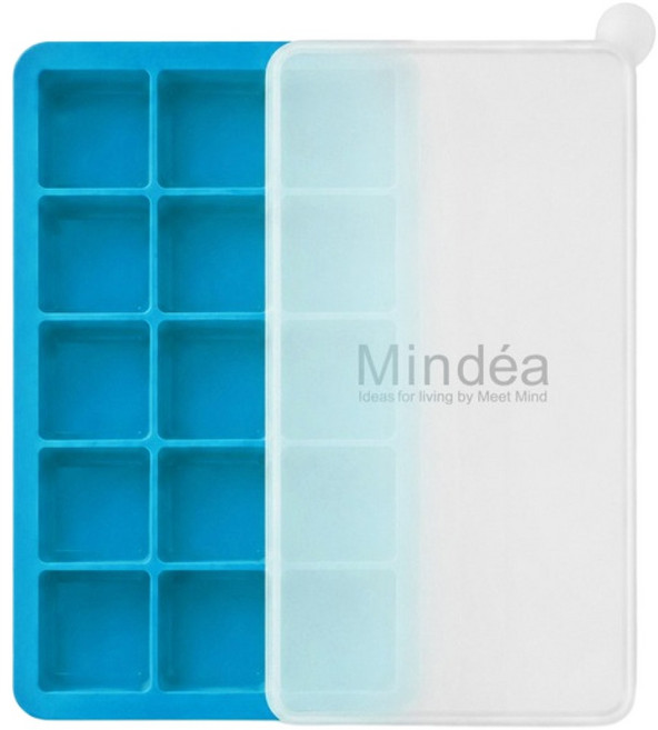 Mindea 食品用矽膠方形製冰格 十五格款, 天藍色, 1個