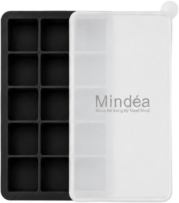 Mindea 食品用矽膠方形製冰格, 黑色, 1個