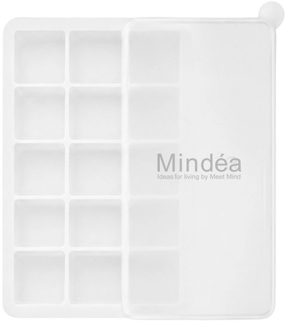 Mindea 食品用矽膠方形製冰格 十五格款, 透白色, 1個