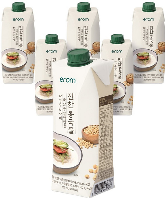 이롬 황성주 박사의 국산콩 갈아만든 진한 콩국물, 6개, 750ml