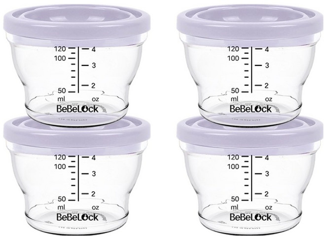 Bebelock 韓國製 Aiwa PP密封副食品容器, 薰衣草紫, 4個, 120ml