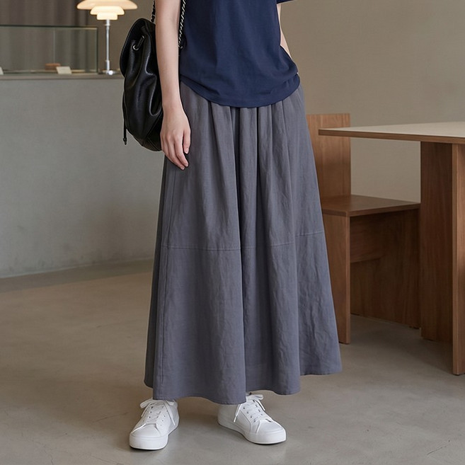 INFIOUS 女款腰部鬆緊帶涼爽夏季長裙 I263-0400