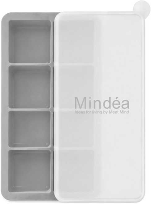 Mindea 食品用矽膠方形製冰格 八格款, 灰色, 1套