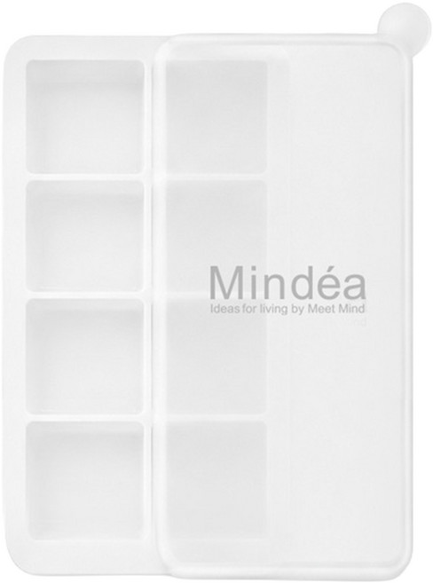 Mindea 食品用矽膠方形製冰格 八格款, 透白色, 1套