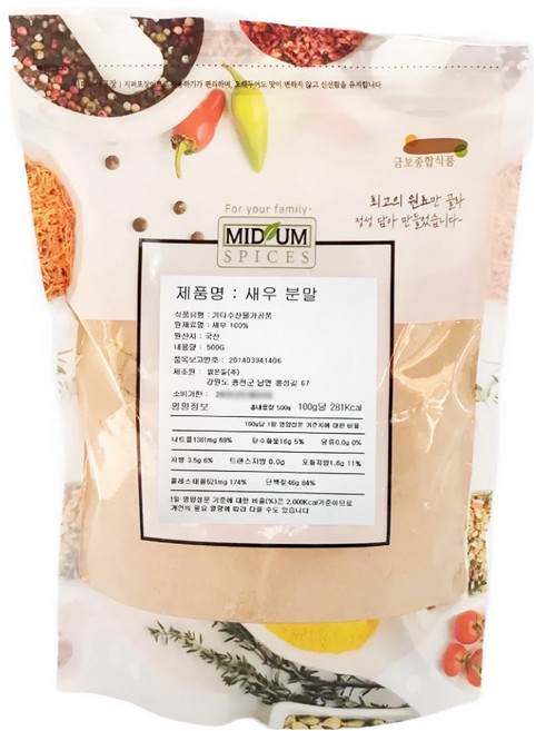 미드움애 국내산 새우분말, 500g, 1개