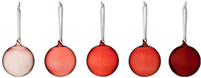 IITTALA 玻璃球裝飾品5件組, 紅色