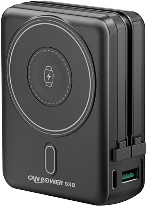 CAN POWER 防爆SSB多功能固態行動電源 10000mAh Type-C1 + Type-A + Type-C + Lightning, 黑色, CP-05