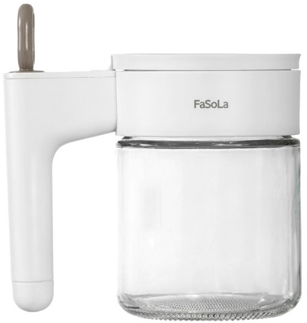 FaSoLa 500ml 玻璃防潮多用途簡味抽勺自開蓋匙罐分離調味罐 廚房收納 1套