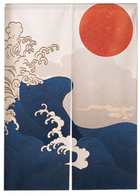 上手家居 日式風水長門簾/窗簾布/浴室廚房廁所門簾, 浮世繪