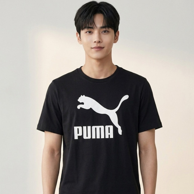 푸마 남성용 클래식 로고 티셔츠