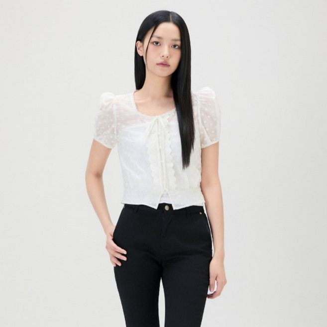 MIXXO 孔眼泡泡袖襯衫