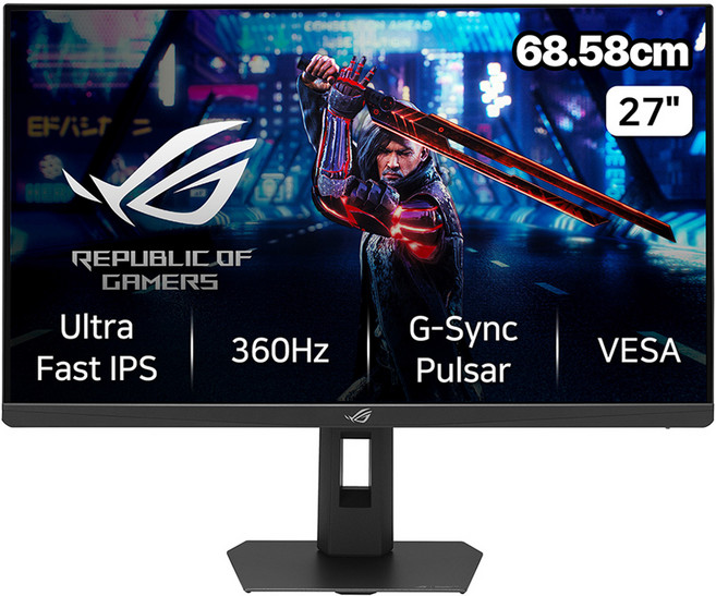 에이수스 QHD ROG Strix Pulsar Ultrafast IPS 360Hz 1ms 500cd DCI-P3 90% 멀티스탠드 게이밍 모니터, 68.58cm, XG27AQNGV