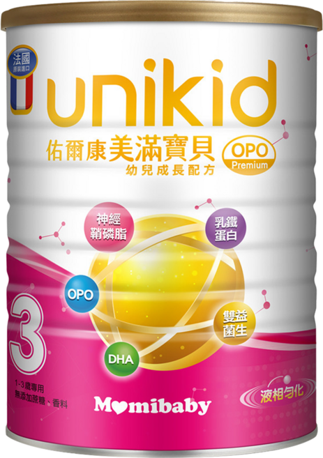 unikid 佑爾康 美滿寶貝幼兒成長配方 OPO Premium 3號奶粉 1~3歲, 850g, 1個