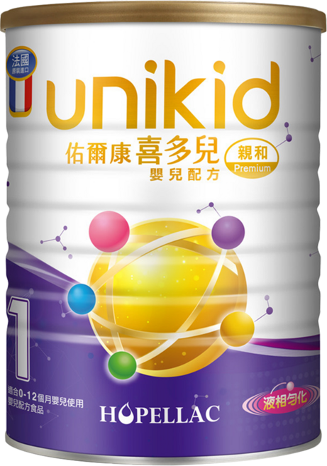 unikid 佑爾康 喜多兒嬰兒配方 親和 Premium 1號奶粉 0~12個月, 850g, 1個