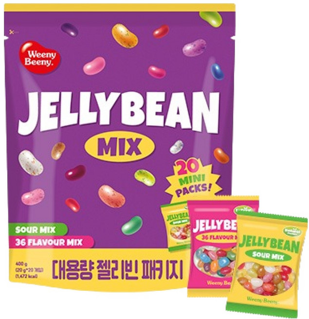 위니비니 대용량 젤리빈 36 플레이버 20g x 10p + 사우어 믹스 20g x 10p 세트, 1세트