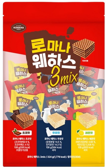 로마나 웨하스 3mix 54p, 1개, 324g