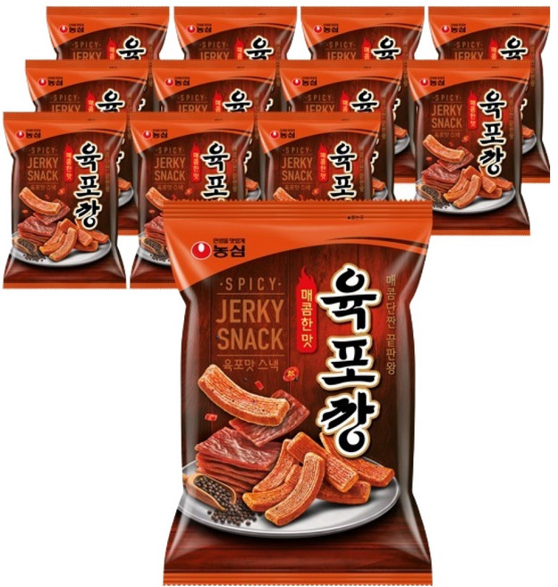 농심 육포깡 매콤한맛, 90g, 12개