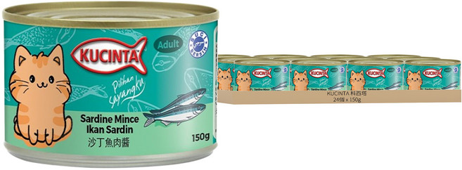 KUCINTA 科西塔 小貓罐 肉醬肉泥, 150g, 24個, 沙丁魚
