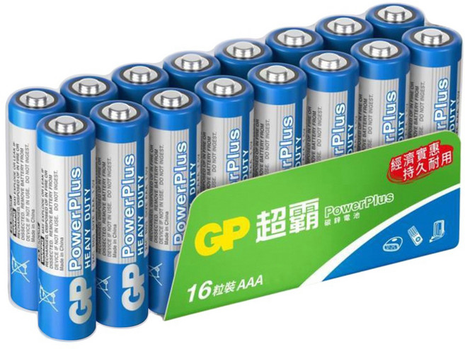 GP Power Plus碳鋅電池 4號, 1組, 16顆