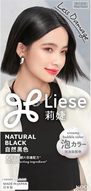 Liese 莉婕 泡沫染髮劑, 自然黑色, 1個