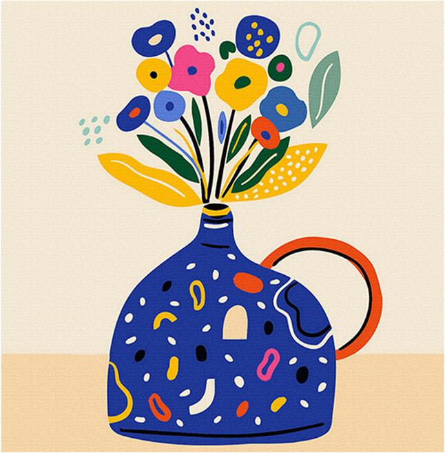 플레이어바웃 DIY 명화 그리기 세트 20 x 20 cm, 블루 화병, 1개