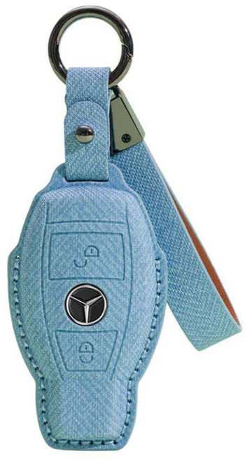 CRONICLE E-Class G-Class C-Class 賓士相容 Monogram 線條鑰匙套 葫蘆 2鍵, 天藍色, CRMON-MER12
